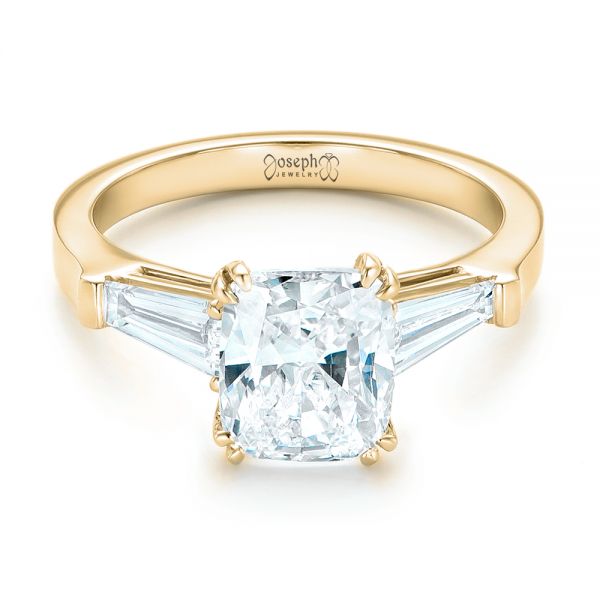 14k Yellow Gold 14k Yellow Gold Custom Three Stone Diamond Engagement Ring - Flat View - 102964