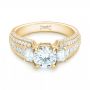 14k Yellow Gold 14k Yellow Gold Custom Three Stone Diamond Engagement Ring - Flat View -  103004 - Thumbnail