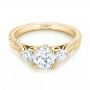 18k Yellow Gold 18k Yellow Gold Custom Three Stone Diamond Engagement Ring - Flat View -  103009 - Thumbnail