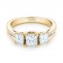 14k Yellow Gold 14k Yellow Gold Custom Three Stone Diamond Engagement Ring - Flat View -  103135 - Thumbnail