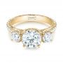 18k Yellow Gold 18k Yellow Gold Custom Three-stone Diamond Engagement Ring - Flat View -  103214 - Thumbnail