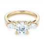 14k Yellow Gold 14k Yellow Gold Custom Three Stone Diamond Engagement Ring - Flat View -  103354 - Thumbnail