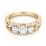 18k Yellow Gold 18k Yellow Gold Custom Three Stone Diamond Engagement Ring - Flat View -  103426 - Thumbnail