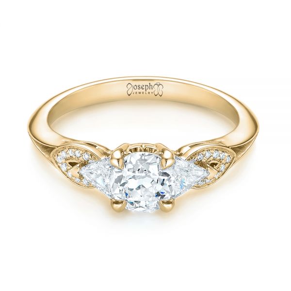 14k Yellow Gold 14k Yellow Gold Custom Three Stone Diamond Engagement Ring - Flat View - 103839