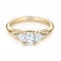 18k Yellow Gold 18k Yellow Gold Custom Three Stone Diamond Engagement Ring - Flat View -  103839 - Thumbnail