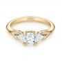 18k Yellow Gold 18k Yellow Gold Custom Three Stone Diamond Engagement Ring - Flat View -  103839 - Thumbnail