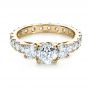 18k Yellow Gold 18k Yellow Gold Custom Three Stone Diamond Engagement Ring - Flat View -  1129 - Thumbnail