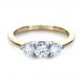 14k Yellow Gold And Platinum Custom Three Stone Diamond Engagement Ring - Flat View -  1196 - Thumbnail