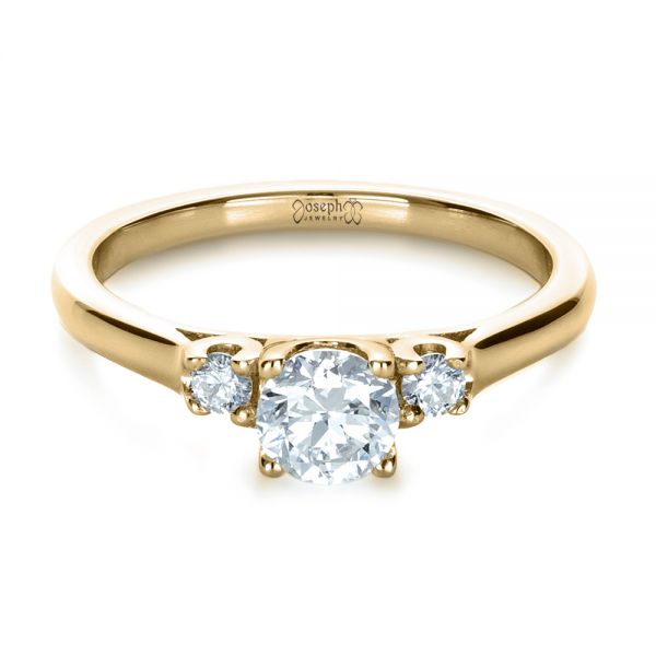 14k Yellow Gold 14k Yellow Gold Custom Three Stone Diamond Engagement Ring - Flat View -  1308