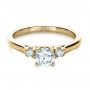 18k Yellow Gold 18k Yellow Gold Custom Three Stone Diamond Engagement Ring - Flat View -  1308 - Thumbnail