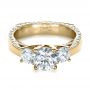 14k Yellow Gold 14k Yellow Gold Custom Three Stone Diamond Engagement Ring - Flat View -  1393 - Thumbnail
