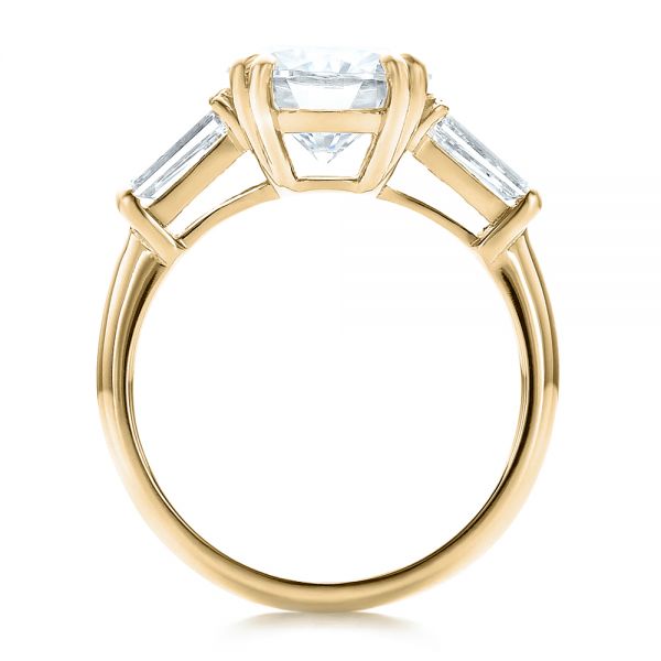 18k Yellow Gold 18k Yellow Gold Custom Three Stone Diamond Engagement Ring - Front View -  100161