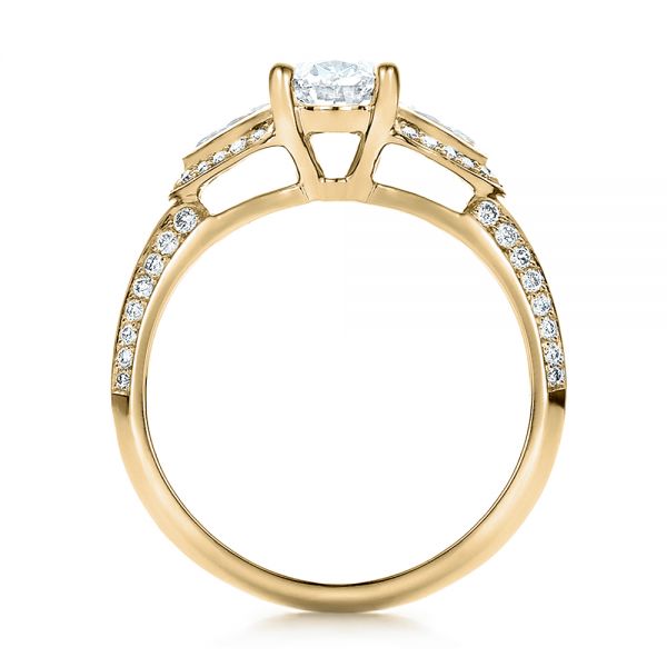 14k Yellow Gold 14k Yellow Gold Custom Three Stone Diamond Engagement Ring - Front View -  100279