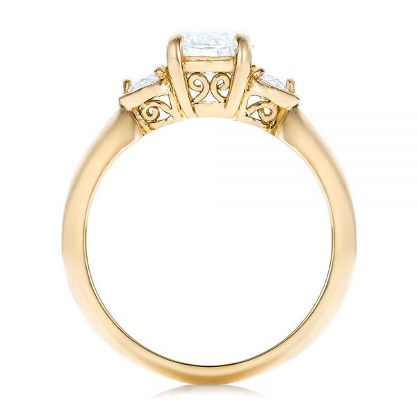 14k Yellow Gold 14k Yellow Gold Custom Three Stone Diamond Engagement Ring - Front View -  102039