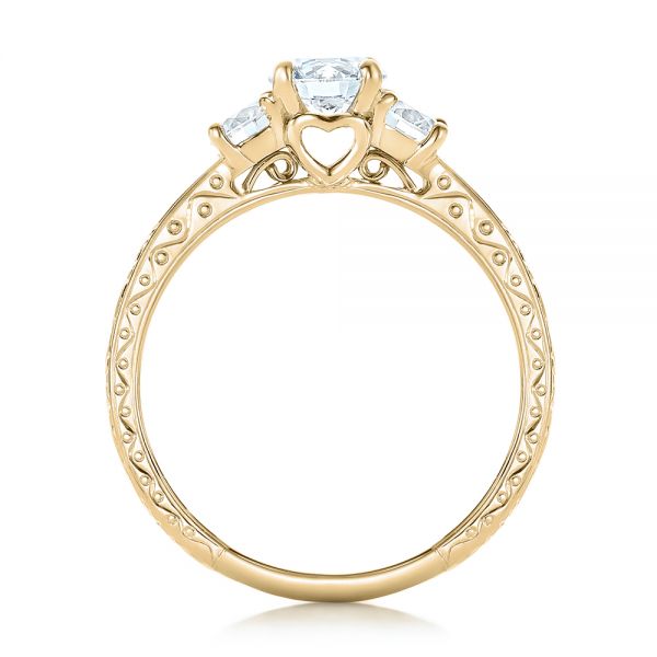 14k Yellow Gold 14k Yellow Gold Custom Three-stone Diamond Engagement Ring - Front View -  102131