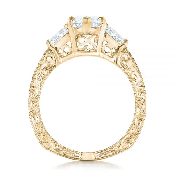 14k Yellow Gold 14k Yellow Gold Custom Three Stone Diamond Engagement Ring - Front View -  102353