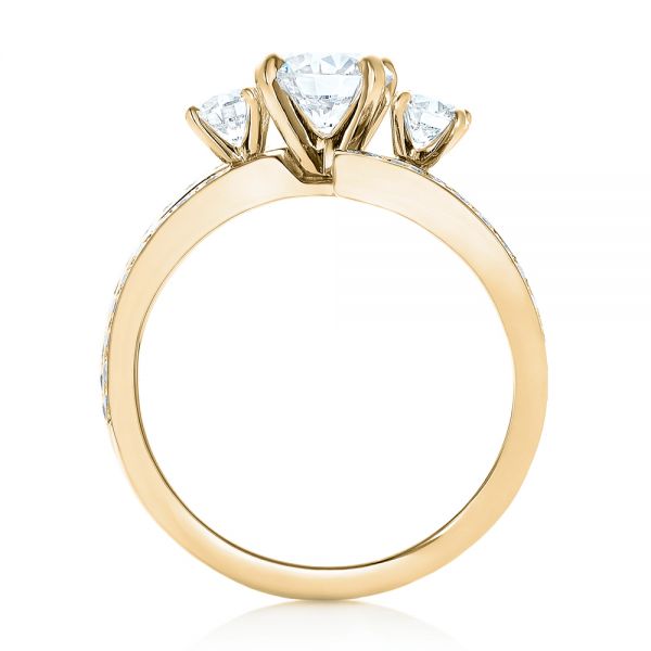 18k Yellow Gold 18k Yellow Gold Custom Three Stone Diamond Engagement Ring - Front View - 102944
