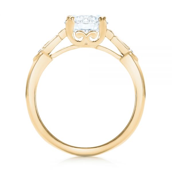 14k Yellow Gold 14k Yellow Gold Custom Three Stone Diamond Engagement Ring - Front View -  102945