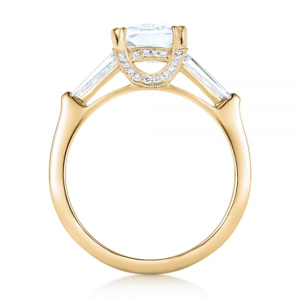 18k Yellow Gold 18k Yellow Gold Custom Three Stone Diamond Engagement Ring - Front View -  102964