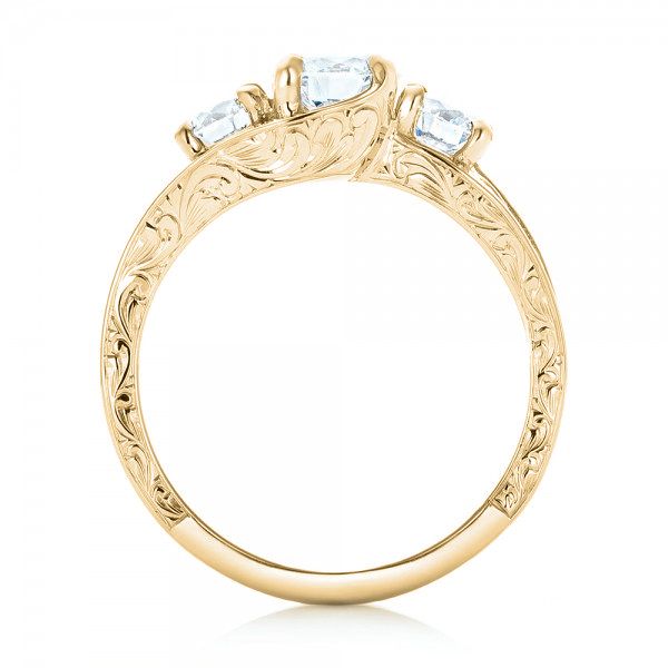 14k Yellow Gold 14k Yellow Gold Custom Three Stone Diamond Engagement Ring - Front View -  103003