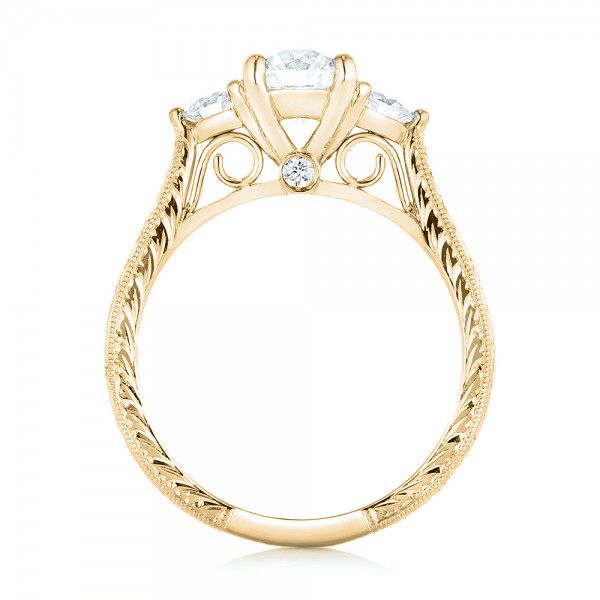 14k Yellow Gold 14k Yellow Gold Custom Three Stone Diamond Engagement Ring - Front View -  103009