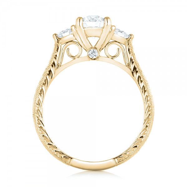 18k Yellow Gold 18k Yellow Gold Custom Three Stone Diamond Engagement Ring - Front View - 103009