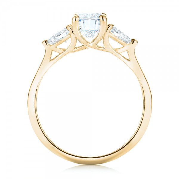 18k Yellow Gold 18k Yellow Gold Custom Three Stone Diamond Engagement Ring - Front View - 103035