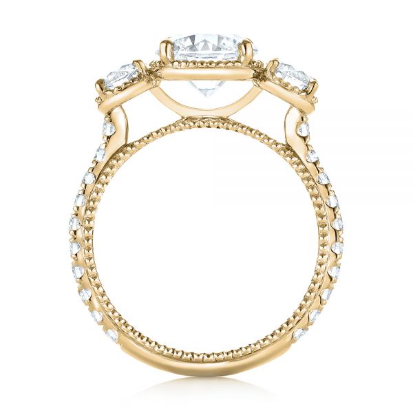 14k Yellow Gold 14k Yellow Gold Custom Three-stone Diamond Engagement Ring - Front View -  103214