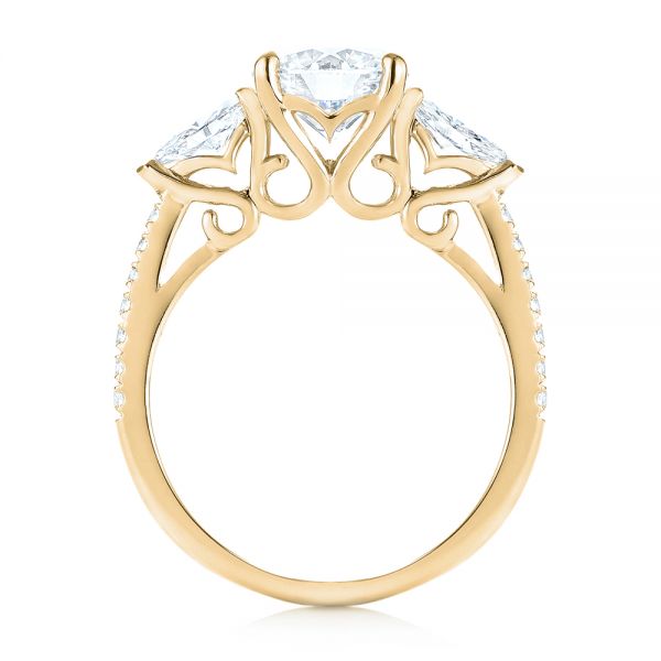 14k Yellow Gold 14k Yellow Gold Custom Three Stone Diamond Engagement Ring - Front View -  103354