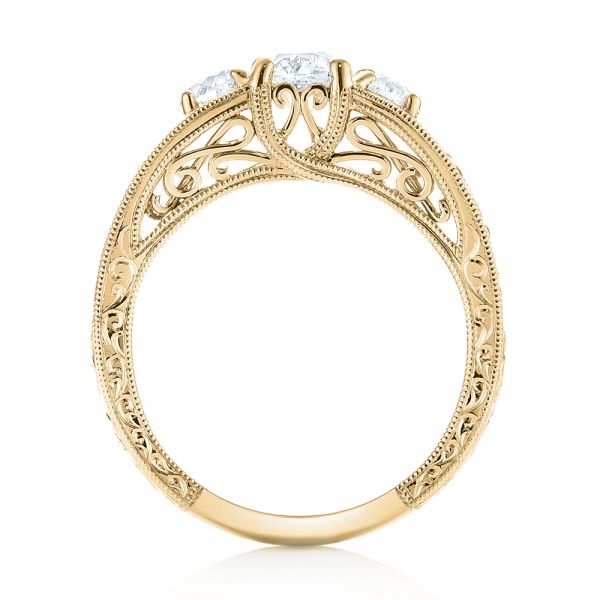 14k Yellow Gold 14k Yellow Gold Custom Three Stone Diamond Engagement Ring - Front View -  103426