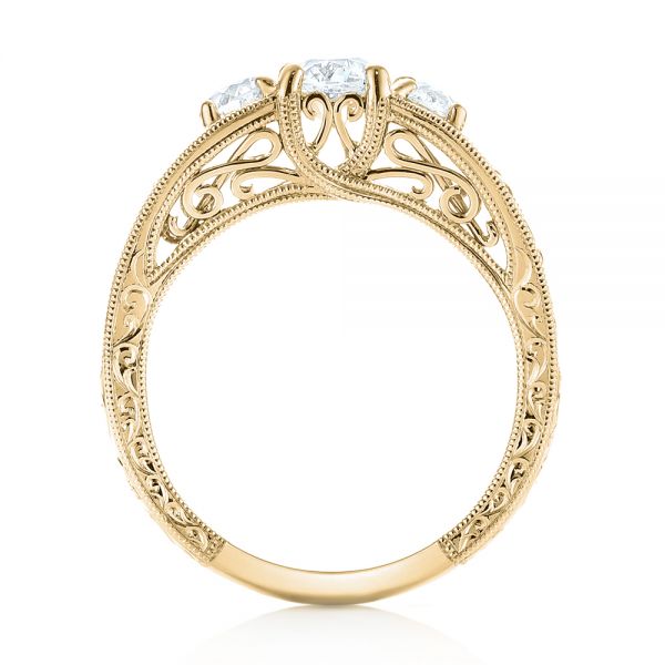 18k Yellow Gold 18k Yellow Gold Custom Three Stone Diamond Engagement Ring - Front View - 103426