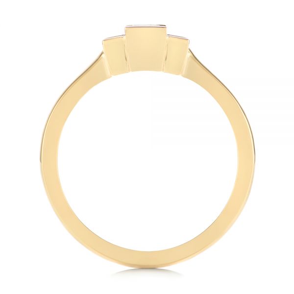 14k Yellow Gold Custom Three Stone Diamond Engagement Ring - Front View -  104826