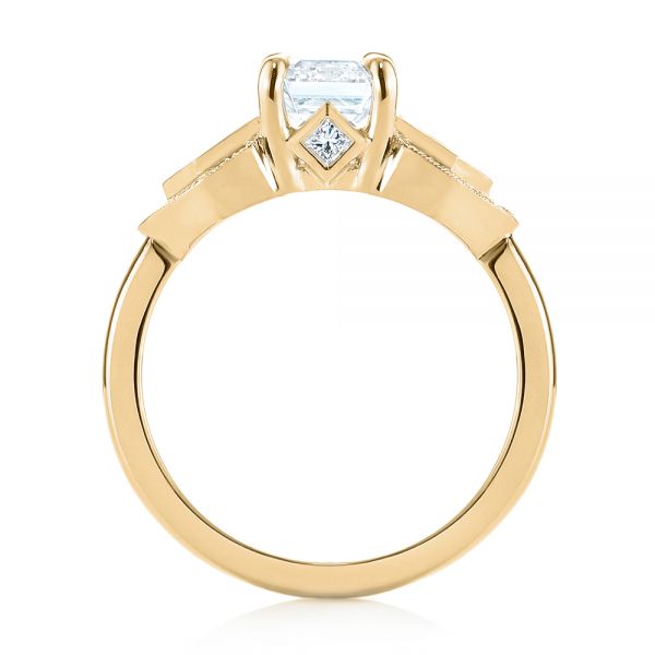 18k Yellow Gold 18k Yellow Gold Custom Three Stone Diamond Engagement Ring - Front View -  104830