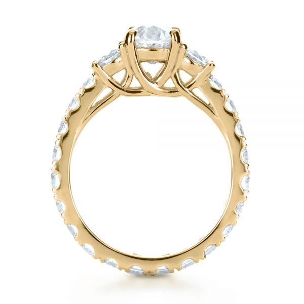 14k Yellow Gold 14k Yellow Gold Custom Three Stone Diamond Engagement Ring - Front View - 1129