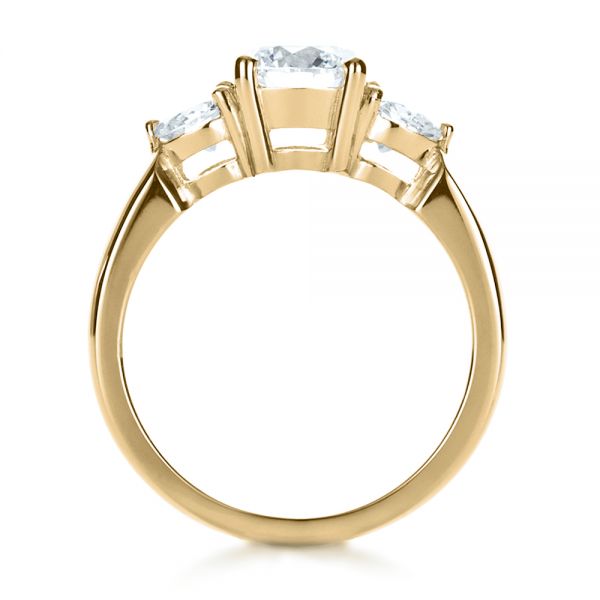 14k Yellow Gold 14k Yellow Gold Custom Three Stone Diamond Engagement Ring - Front View -  1156