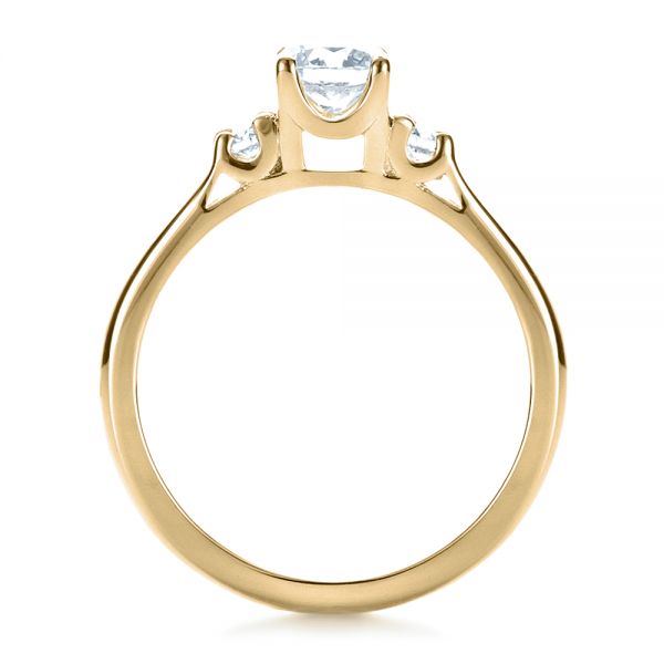 18k Yellow Gold 18k Yellow Gold Custom Three Stone Diamond Engagement Ring - Front View -  1308
