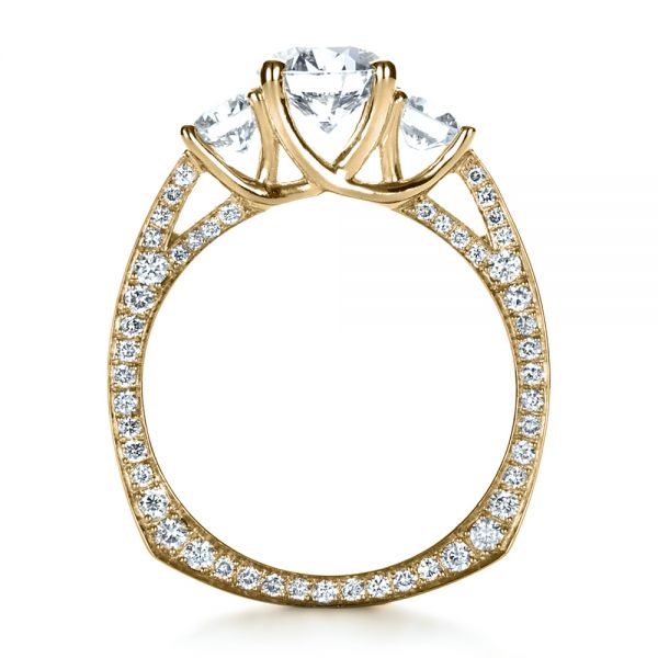 14k Yellow Gold 14k Yellow Gold Custom Three Stone Diamond Engagement Ring - Front View -  1393