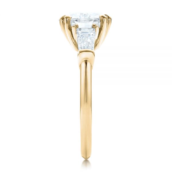 18k Yellow Gold 18k Yellow Gold Custom Three Stone Diamond Engagement Ring - Side View -  100161