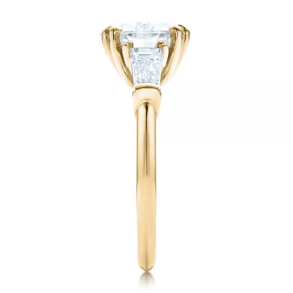 18k Yellow Gold 18k Yellow Gold Custom Three Stone Diamond Engagement Ring - Side View - 100161