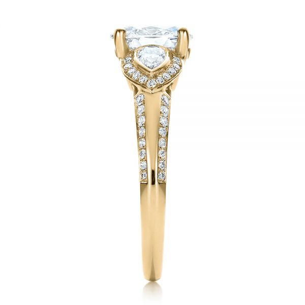 14k Yellow Gold 14k Yellow Gold Custom Three Stone Diamond Engagement Ring - Side View -  100279