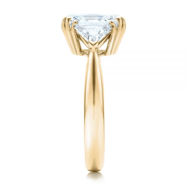 18k Yellow Gold 18k Yellow Gold Custom Three Stone Diamond Engagement Ring - Side View -  100803
