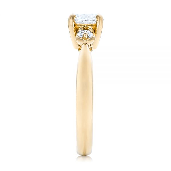 14k Yellow Gold 14k Yellow Gold Custom Three Stone Diamond Engagement Ring - Side View - 102039