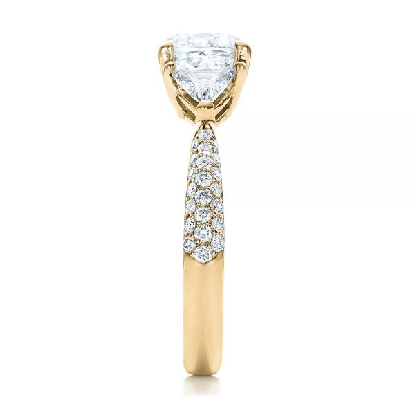 14k Yellow Gold 14k Yellow Gold Custom Three Stone Diamond Engagement Ring - Side View - 102091
