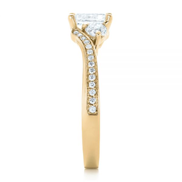 18k Yellow Gold 18k Yellow Gold Custom Three Stone Diamond Engagement Ring - Side View -  102391