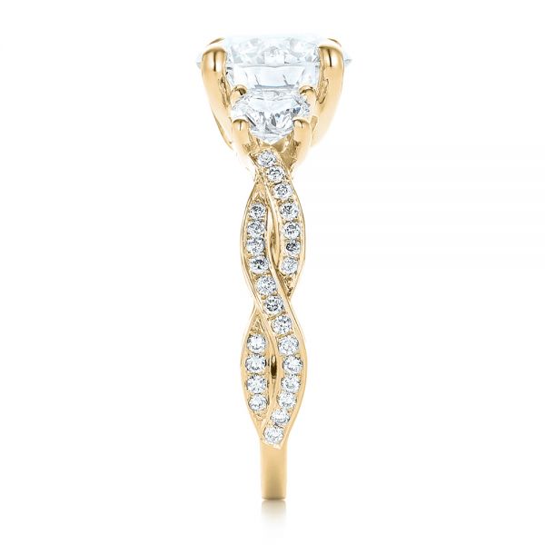 14k Yellow Gold 14k Yellow Gold Custom Three Stone Diamond Engagement Ring - Side View - 102465