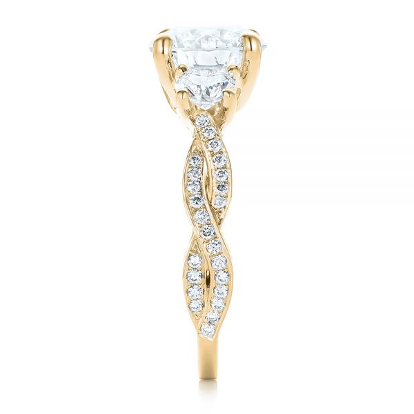 14k Yellow Gold 14k Yellow Gold Custom Three Stone Diamond Engagement Ring - Side View -  102465