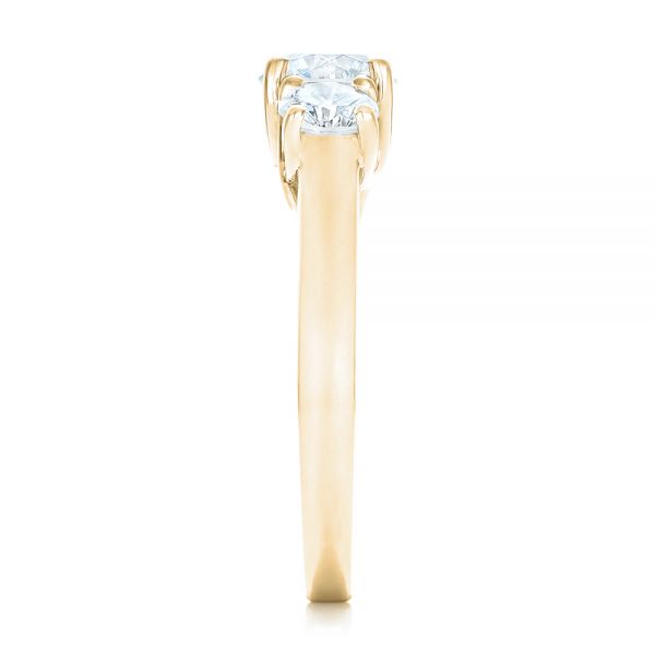 18k Yellow Gold 18k Yellow Gold Custom Three Stone Diamond Engagement Ring - Side View -  102540