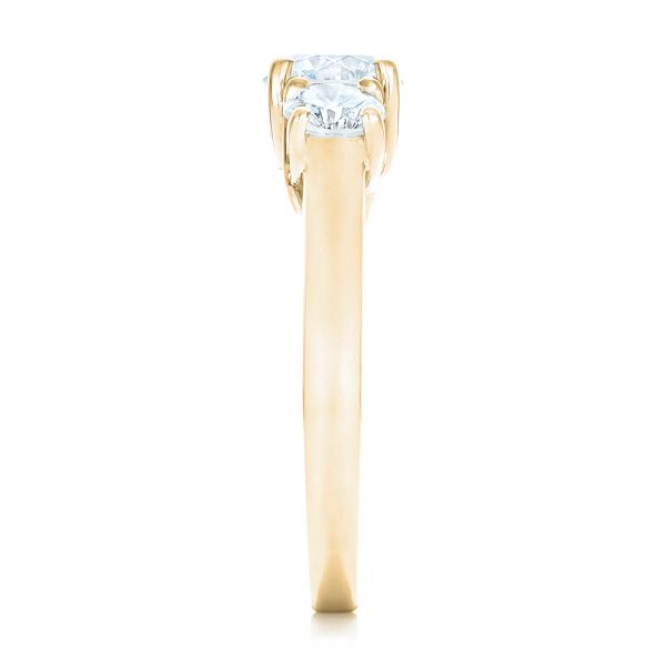14k Yellow Gold 14k Yellow Gold Custom Three Stone Diamond Engagement Ring - Side View - 102540