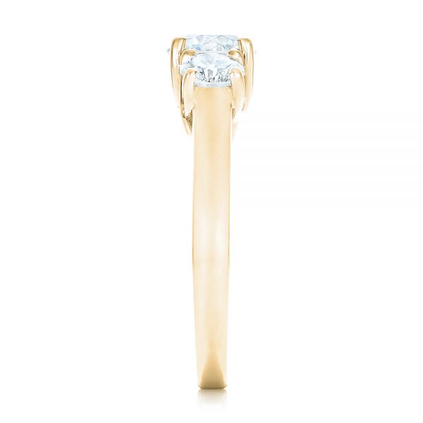 14k Yellow Gold 14k Yellow Gold Custom Three Stone Diamond Engagement Ring - Side View -  102540