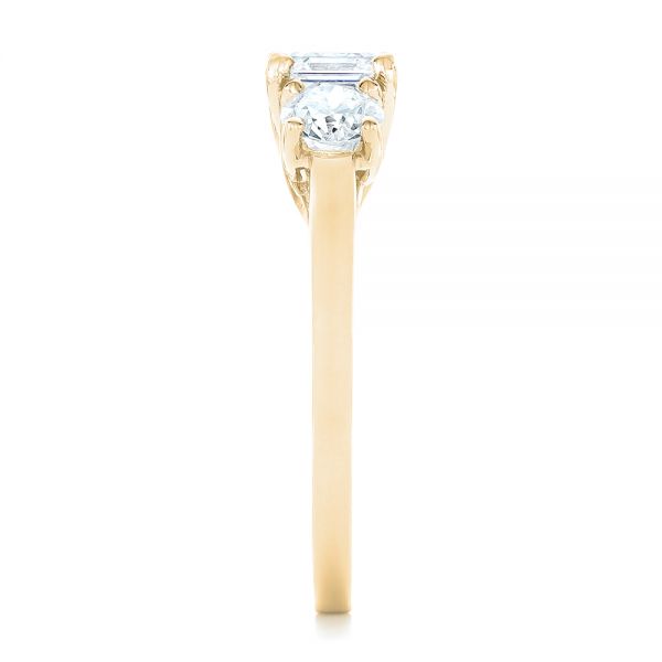 18k Yellow Gold 18k Yellow Gold Custom Three Stone Diamond Engagement Ring - Side View -  102781